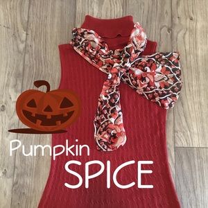 Pumpkin Color Sleeveless Turtleneck Sweater